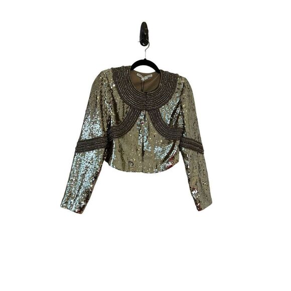 Veronica Beard Phaedra Sequin-Embellished Cropped Jacket Gold Women’s Size Small - Picture 2 of 12